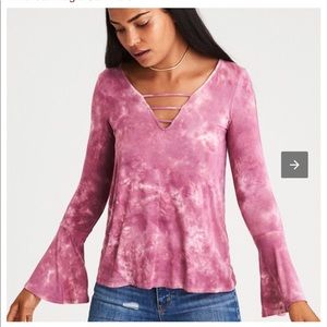 American Eagle Bell sleeve tie die top #sexy